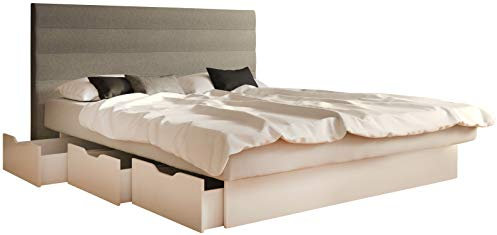 SuMa - Doppel Wasserbett 180x210 dual mit 6 Schubkästen im Unterbausockel und Kopfteil Largo, Farbe lightgrey 180x210 cm
