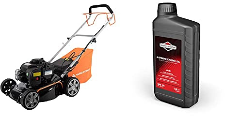 Yard Force - Tondeuse à Gazon Thermique 125cc - Largeur de Coupe 41cm avec Moteur à Essence Briggs & Stratton 300E & Briggs & Stratton 100007E Huile Moteur SAE 30, 1.0 Litre