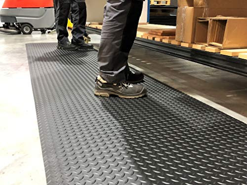 DUPLEX Pro | PROFI Anti-Ermüdungsmatte 2-lagig | verschleißfeste Oberfläche B1 | besonders ergonomisch + trittsicher | Rautenprofil | 14mm hoch (120cm x 350cm, schwarz)