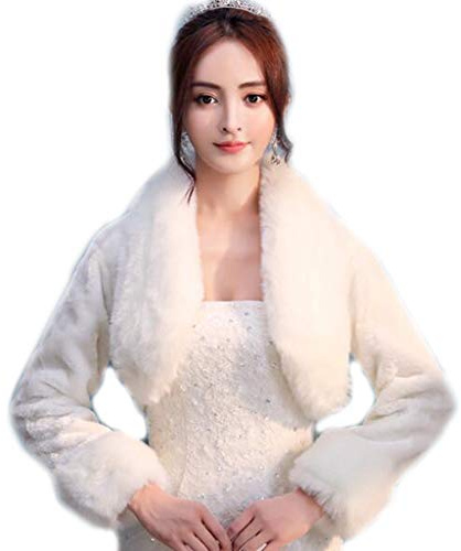 GUMEI Scialle da Sposa da Sposa Damigella d'Onore Inverno Manica Lunga Giacca Bolero Addensare Caldo Peluche da Donna Collo con Risvolto da Sera Scialle da Sera avvolge Cappotto