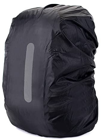 HYCOPROT Waterproof Backpack Rain Cover with Reflective, High Visibility Foldable Ultralight Dust and Rain Cover Rucksack for Hiking Camping Touring Cycling (Black, S)