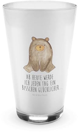 Mr. & Mrs. Panda Glas Bär sitzend - Geschenk, cappuccino, smoothie, Latte Macchiato, Teddy, kaffeeglas, Cocktailglas