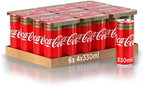 Coca Cola Senza Caffeina Lot de 24 canettes de boisson gazeuse 330 ml Coca Cola Sans caféine Sans caféine