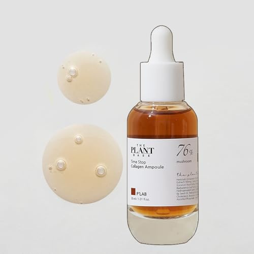 THE PLANT BASE Time Stop Mushroom Collagen Ampoule | 76% Mushroom Extract & Vegan Collagen Face Serum for Anti-Aging, Firming, and Skin Plumping | K-Beauty Award Winner, 1.01 fl oz.