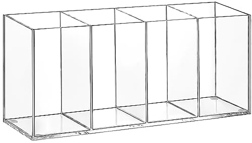 Top-spring 4-Fach Acryl Stifthalter, transparenter Schreibtisch-Organizer für Stifte, Bleistifte, Make-up-Pinsel - für Büro, Schule, Haushalt (21 x 9 x 7 CM)