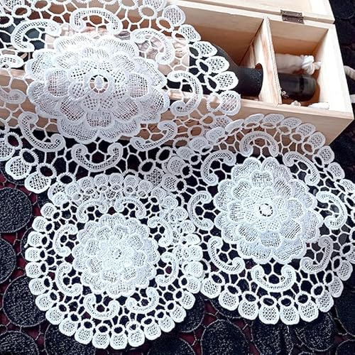 4 Stück Spitze Runde Gestickte Tischläufer,Handarbeit Geklöppelt Weiße Spitze Tischläufer Untersetzer Häkeln Tischläufer Spitzendeckchen Platzdeckchen für Küche,Esszimmer,Dreamcatcher Dekoration 30cm