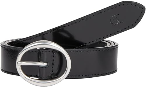 Calvin Klein Cintura Donna Classic Round Lthr Belt25Mm in Pelle, Nero (Black), 125 cm