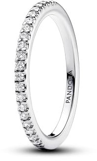 PANDORA Timeless Funkelnder Band-Ring aus Sterling Silber mit Cubic Zirkoniastein verziert, Größe: 56, 192999C01-56