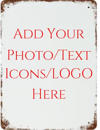 Personalisierbares Metallschild mit Ihrem Bild/Logo/Text, Retro-Schild für Außen- und Innenwand, Büro, Zuhause, Geschäft, Badezimmer