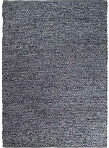 Knutzen Wohnen Mala Wollteppich flach gewebt 240 x 330 cm Blau - Teppich Wolle Natur - Handgewebter Schurwollteppich mit angenehmem Lauferlebnis