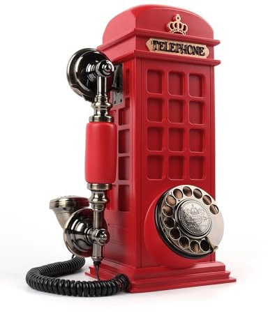 Audio Wedding Guest Book, Customized Guest Book Phone Alternative, Recordable Vintage Audio Guestbook with Phone Booth Design for Wedding, Baby/Bridal Shower, Birthday Party, Graduation & Event (Red)