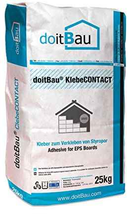 doitBau 12x KlebeCONTACT 25kg Profi Klebespachtel EPS Dämmplattenkleber Styropor WDVS Fassadendämmung, Klebemörtel für innen und außen, geringer Verbrauch, extreme Haftung