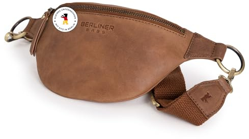 Berliner Bags Bauchtasche Mona Vintage, Umhängetasche aus Leder - Braun | Gürteltasche Echtleder & Crossbody Tasche für Damen und Herren, verstellbarer Gurt & YKK-Reißverschluss