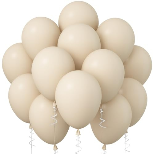 Jobkoo White Sand Balloons, 12 Inch 30 Pcs Beige Balloon Boho Latex Cream Balloons Matte Off White Neutral Helium Balloon for Birthday Wedding Baby Shower Anniversary Party Decorations