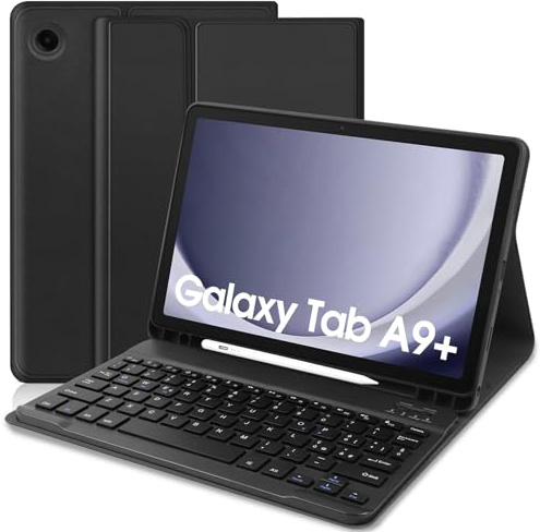 TENGWUDZ Custodia con Tastiera per Samsung Galaxy Tab А9+ 2023, Italiano Tastiera per Samsung Galaxy Tab A9+ /A9 Plus 11 Pollici 2023 (SM-X210/X216/X218) (Black)