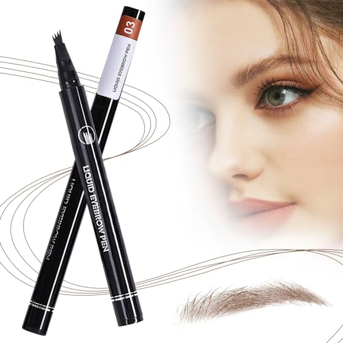 Magischer Wasserdichter Augenbrauenstift mit 4 Gabelspitze Applikator, 2024 Neu Eyebrow Pencil, Natürlicher, Langlebiger Microblading Augenbrauenstift (A-Hellbraun)