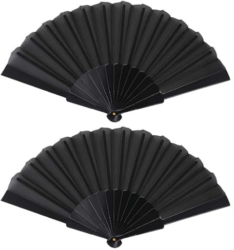 Fächer Schwarz Handfächer,Liwein Handheld Faltventilator Fächer,Schwarze Faltfächer für Tanz Party Hochzeit Geschenke DIY Dekoration Haus Dekorationen Fächer Schwarz Handfächer (Schwarz*2)