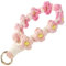 Irikdescia Schlüsselanhänger Band, Armband Schlüsselanhänger Boho, Kurzes Schlüsselband für Frauen mit Rosa Schlüsselring, Handgefertigter Schlüsselbund