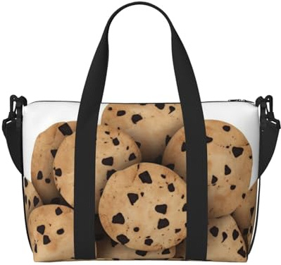 Travel Duffel Bags Personal Item Bag Carry on Luggage Bag Training Handbag Lightweight Waterproof Sports Gym Bag Food Chocolate Chip Biscuits Weekender Bag for Women Men, Black, One Size