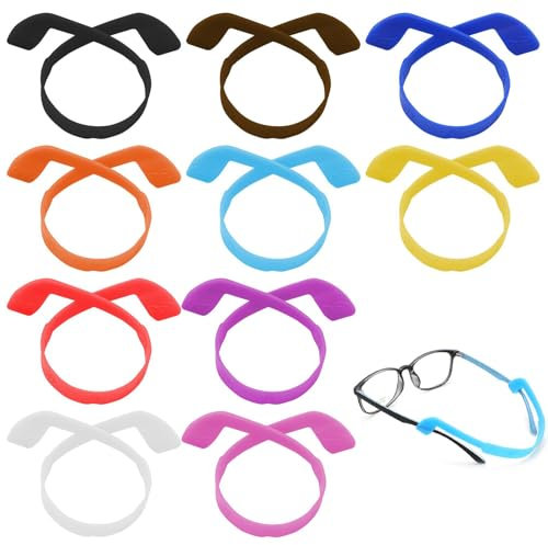 10Pcs Glasses Straps for Kids, Silicone Eyewear Holder Strap Glasses Head Band Anti-slip Eyewear Retainer Elastic Sports Toddlers Glasses Strap Sports Glasses Band, Soft And Durable