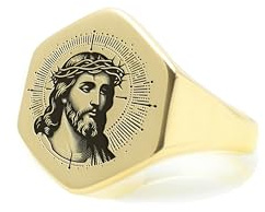 Herr Jesus Gold Siegelring - Gravierter Jesus Ring - Kühnes Statement Ring - Unisex Ring - Spiritueller Ring
