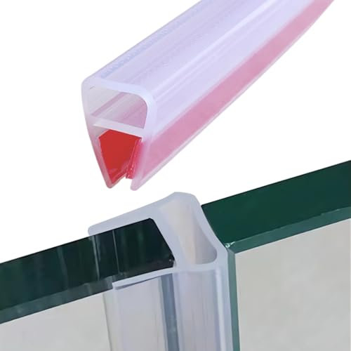 Junta de Ducha 8mm Junta Mampara Ducha Autoadhesiva Perfil Silicona Ducha para Vidrio de 7mm 8mm de Espesor Transparente 200cm(U 8mm)
