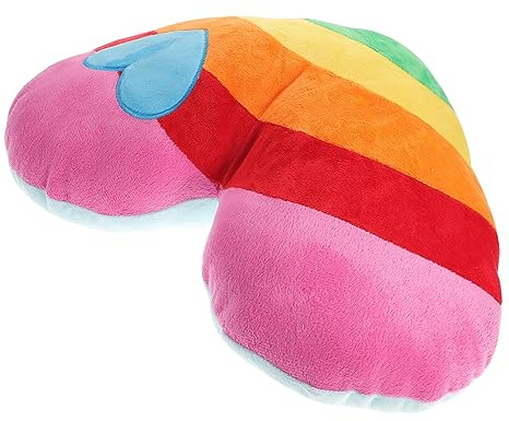 Amosfun Herzförmiges Kissen in Regenbogenfarben Plüsch Mit Pp-Baumwolle Gefüllt Als Dekokissen Oder Rückenkissen Für Zuhause Büro Und Auto