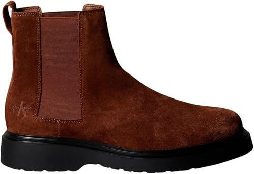 Calvin Klein Uomo Stivaletti Chelsea Combat in Pelle Scamosciata, Marrone (Sorrel Horse/Black), 44