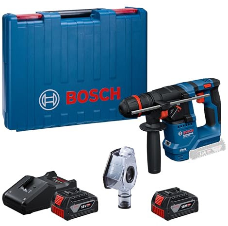 Bosch Professional 18V System Cordless Rotary Hammer GBH 18V-18 X (One Chuck, 2X GBA 5.0Ah, GAL 18V-40, GDE 24)