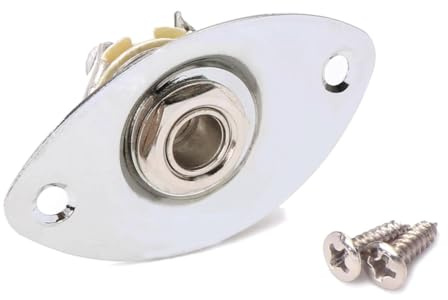 TEMPNAP Klinkenbuchse für E-gitarre und Bass Oval Verchromt mit Glänzender Oberfläche aus Eisen und Kupfer Installieren mit 2 Montage Schrauben Zubehör für Elektrische Gitarren