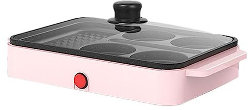 Burger Maker Machine Nonstick Electric Griddle Divided Pan - Mini Breakfast Maker Station with Glass Lid for Burgers, Eggs, Pancakes - Ideal for Breakfast, Steak, Hotdog, Grilled Sausage -
