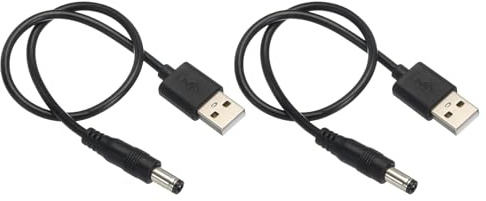 MACHSWON USB to DC Power Cable 0.3 M USB to DC 5.5mm x 2.5mm 5v Power Cord Black for Mini Fan Camera Mobile Phone Tablet Devices 2 Pcs
