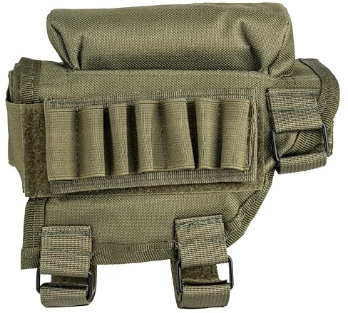 Schaft Patronenetui Munitionstasche Taktisch Molle Patronenhalter Patronentasche Kugel Schrot mit Wangenauflage Grün Schwarz Braun (Grün)