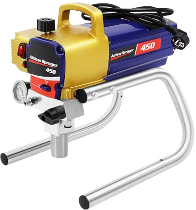 Mermajestic 1500W Airless Hochdruck-Sprühgerät Farbspritzgerät, Elektrische Sprühpistole mit Edelstahl-Pumpe und Druckregler, Farbsprühsystem für Innen und Außenanstriche Möbel Wände Decken
