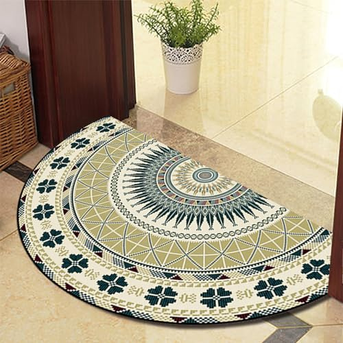 ChangTsing Semicircolare Zerbino 50cm x 80cm Poliestere stile bohémien Zerbino Antiscivolo Mezzaluna Porta D'ingresso Materiale