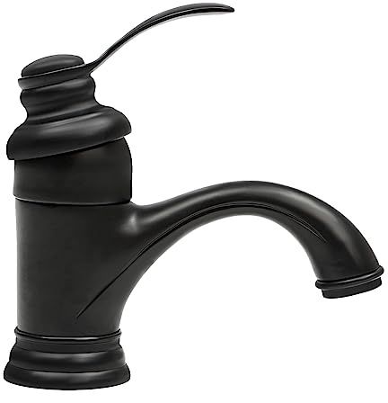 Wasserhahn Bad Schwarz Retro, 14cm Höhe Retro Waschtischarmatur Waschbecken Bad aus Messing, Badarmatur Mischbatterie Einhebel aus Messing für Badezimmer Bronze Gebürsteter