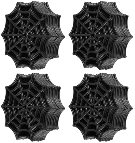 HEALSOPTHY 200 Piezas Telarañas Planas de Plástico Mini Telarañas Accesorios para Halloween Decoraciones de Interior y Exterior para Festivales y Regalos