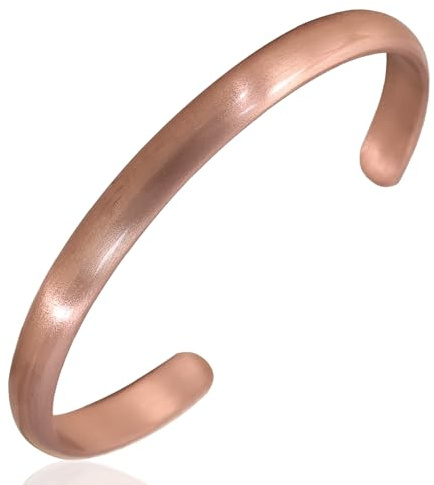 MagEnergy Bracelet en cuivre pour hommes et femmes, 100% cuivre pur, naturel, plein, non revêtu, fabriqué à la main, style tibétain minimaliste intemporel (Modèle étroit)