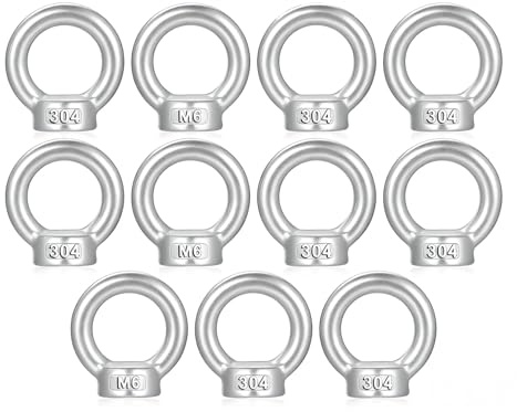 11 Stück Ringmutter M6 Ringmuttern, Ringösen, 304 Edelstahl Gewinde Ösenmutter, Augenmuttern, Ringschrauben for Befestigen Sie hängende Ornamente Hardware zum Heben von Zubehör
