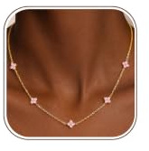 ZHESHY Goldkette Damen Halskette mit Geburtsstein Kleeblatt Anhänger Kette | 14K Vergoldete Wasserfest Goldkette, Verstellbare Goldene Kette für Freundin Frauen Mädchen,Schmuck,Geburtstag Geschenk