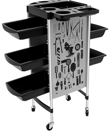 Frisörvagn rullvagn salong med 5 lådor arbetsvagn vagn | Frisör vagn förvaringsvagn kosmetisk vagn för frisörsalong skönhetssalong SPA nagelstudio hemma 52 x 36 x 90 cm