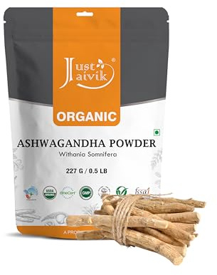 100% Organic Ashwagandha Powder- Withania Somnifera- USDA Certified Organic- 227g (0.5 LB) 8 oz - Ayurvedic Herbal Supplement That Promotes Vitality & Strength - Support for Stress-free Living