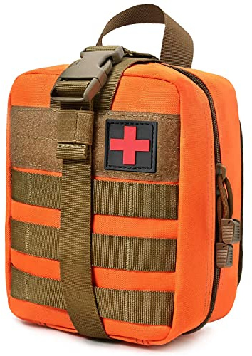 Taktisk Molle väska EMT IFAK medicinsk första hjälpen livräddningspåse Midjeväskor för Sport Vandring Camping, Resor, jakt och vardagsliv (Orange)