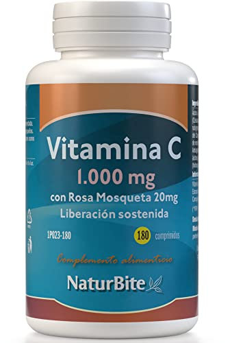 NaturBite Vitamina C 1000 mg Rosa Mosqueta 20 mg - 180 Tabletas