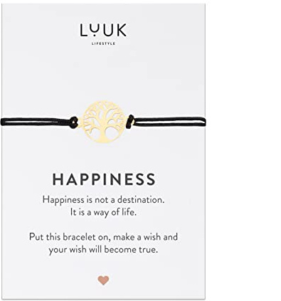 LUUK LIFESTYLE Filigrane Armbänder mit Anhängern, HAPPINESS Karte, Glücksbringer, Geschenksidee für Mutter, Freundin, Freundschaft Armband, erstellbare Länge, schlichtes und modernes Modeaccessoire