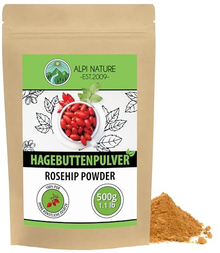 Alpi Nature Rose Musquée en Poudre 500g, Poudre de Cynorrhodon pour les Smoothies et la Pâtisserie