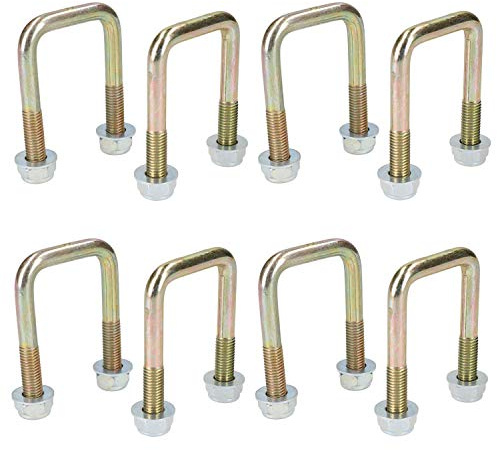 Lot de 8 boulons en U M10 40 mm x 70 mm pour remorques avec écrous haute résistance
