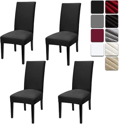 Dioxide Dining Chair Slipcovers, Removable Washable Dining Chair Covers Set of 4, High Back Chair Covers – Universal Fit Chair Slipcovers for Kitchen, Hotel, Office or Wedding Ceremony
