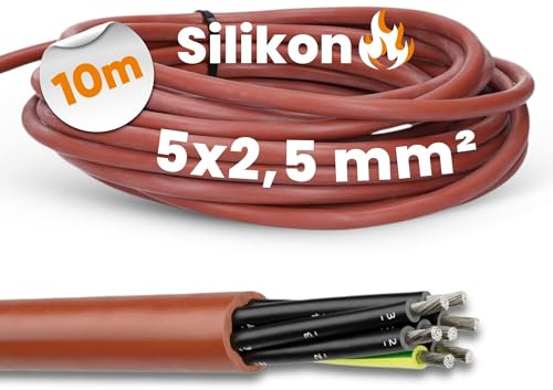 Lapp 10m Ölflex Heat 180 Silikonleitung 5G2,5 mm² - SiHF Saunakabel | Hitze-beständiges Saunaofen Kabel 5x2,5 mm², flexibel bis 180°C, Silikon-Anschlussleitung für Sauna & Ofenbau
