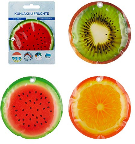 Cepewa Kühlakku Kühlpad Kühlkissen Icepack ca. 16cm x1cm mit Früchtemotiv Melone Kiwi Orange
